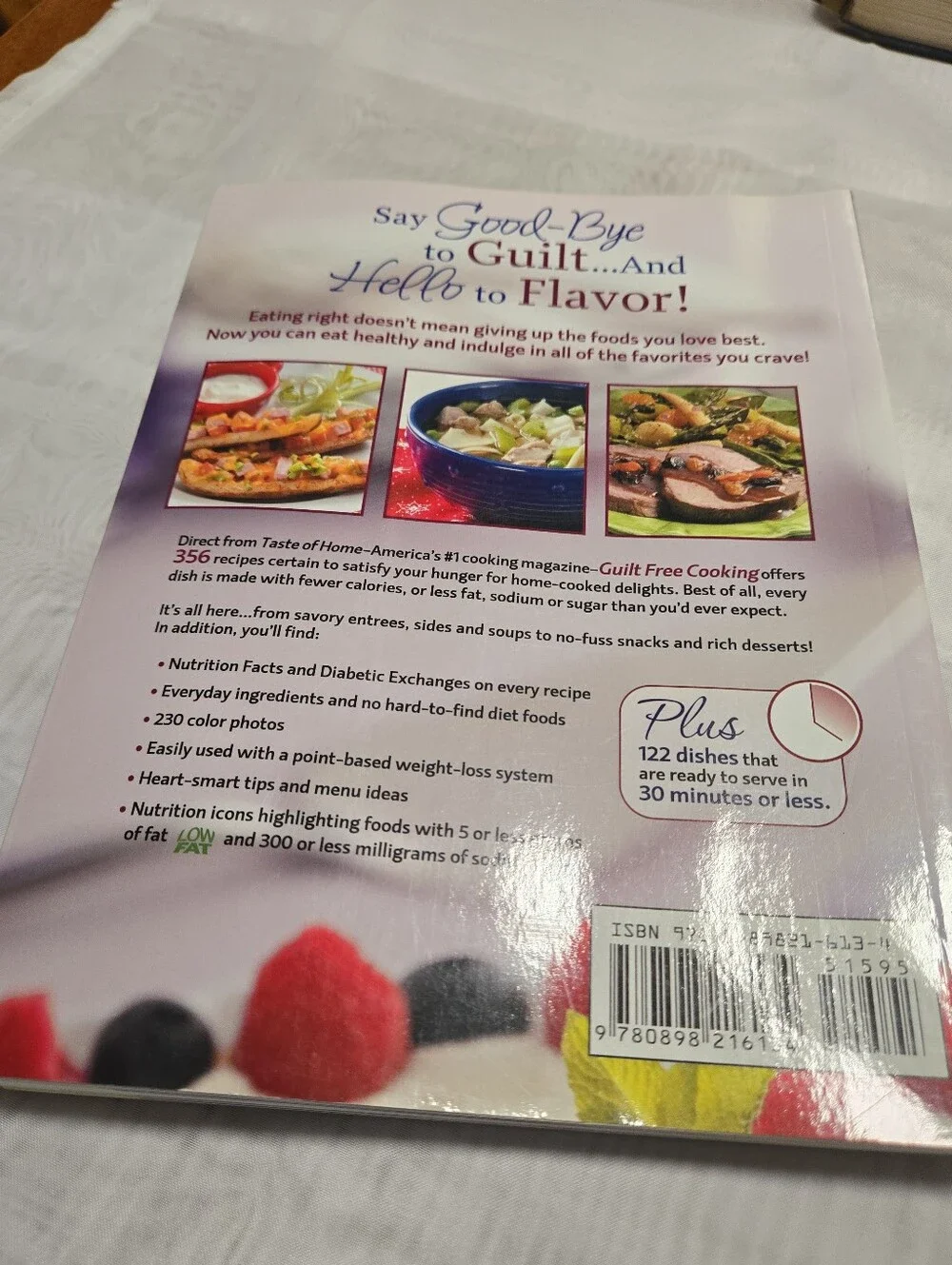 Taste of Home Guilt Free Cooking Cookbook - White & Purple Cover